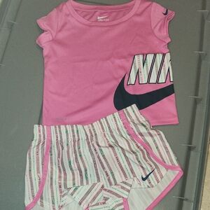 Nike Kids Pink and White Pajama Set